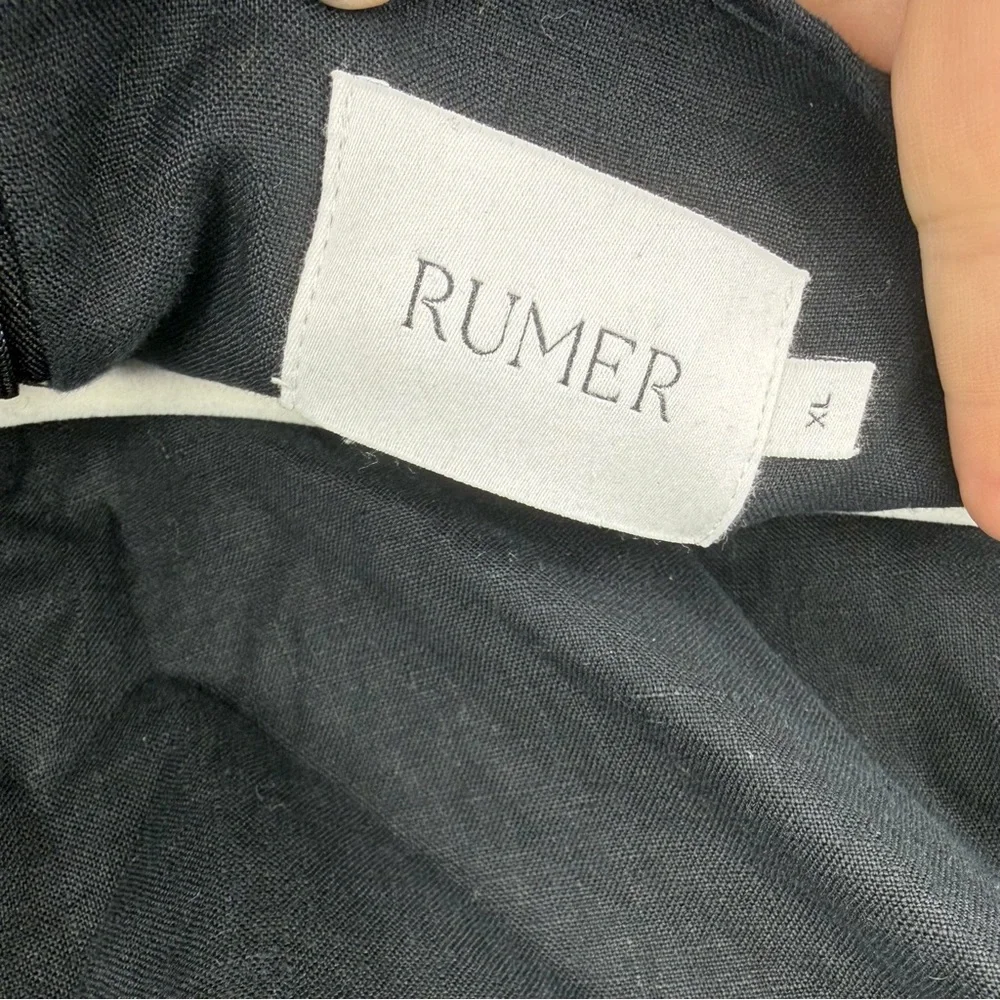 Rumer Freya‎ Jumpsuit Size XL black linen halter tie neck resort wear